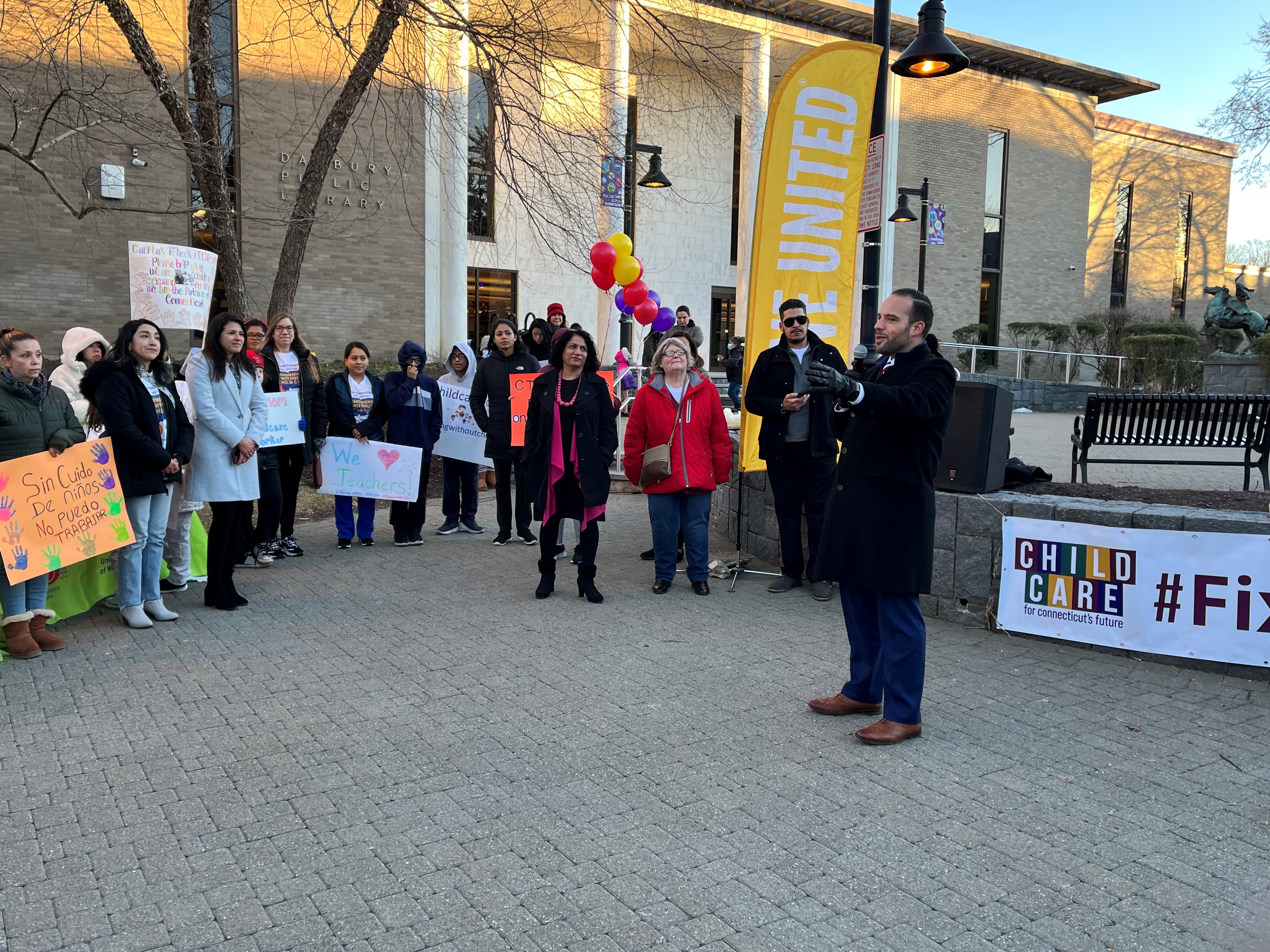 #MorningWithoutChildCare Rally in Danbury 